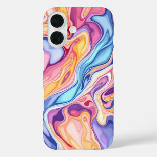 Colourful Abstract Swirl Fluid Pattern iPhone 16 Case