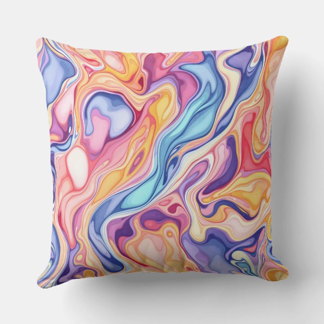 Colourful Abstract Swirl Fluid Pattern  Cushion (Back)
