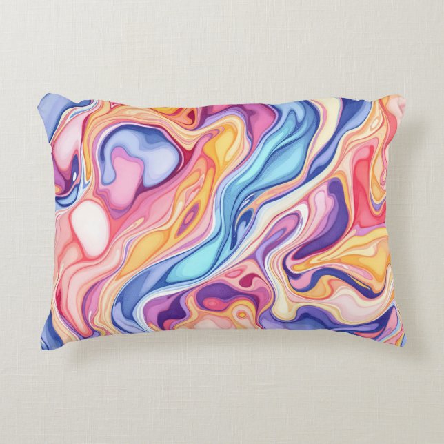 Colourful Abstract Swirl Fluid Pattern  Decorative Cushion (Front)