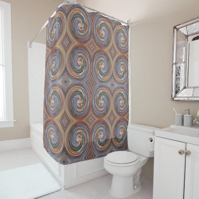 Colourful Abstract Swirl Pattern #3 Shower Curtain (In Situ)