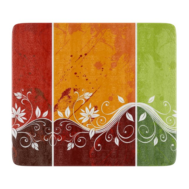 colourful abstract swirl vector flowers cutting board (Front)