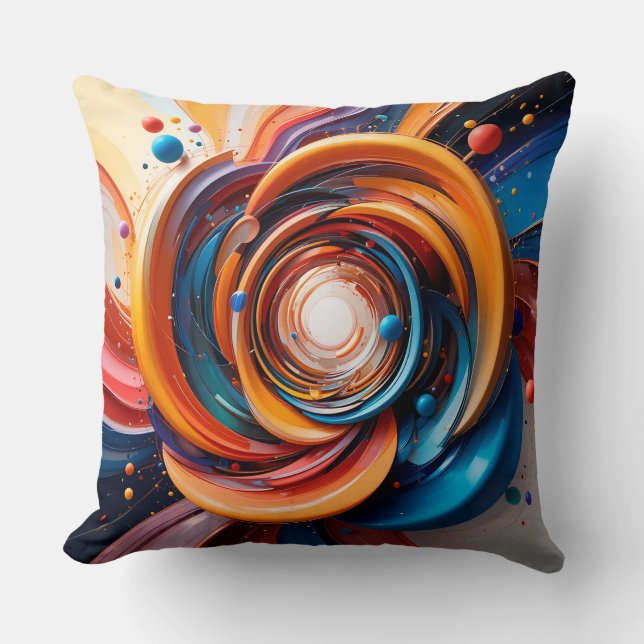Colourful Abstract Swirling Design Cushion (Front)
