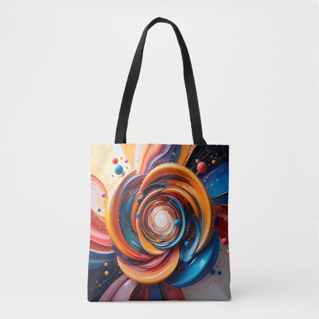Colourful Abstract Swirling Design Tote Bag (Front)