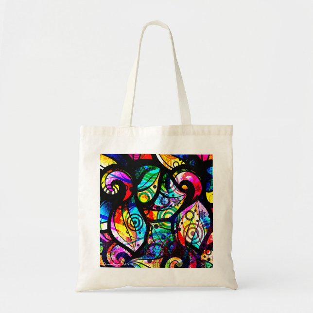 Colourful Abstract Swirls And Circles Design Tote Bag (Front)
