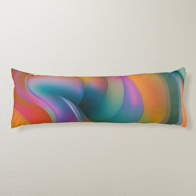 Colourful Abstract Swirls Orange Blue Green Pink  Body Cushion (Front)