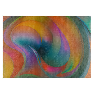 Colourful Abstract Swirls Orange Blue Green Pink   Cutting Board