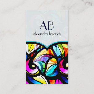Colourful Abstract Swirls Stained Glass Template Business Card
