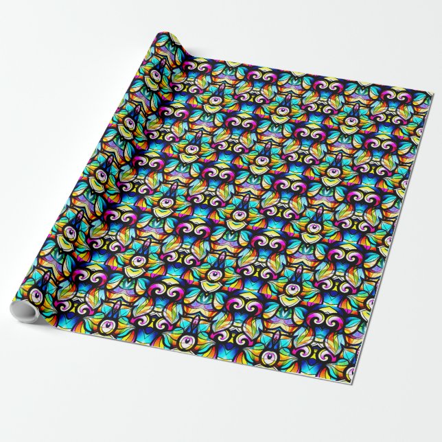Colourful Abstract Swirls Wrapping Paper (Unrolled)