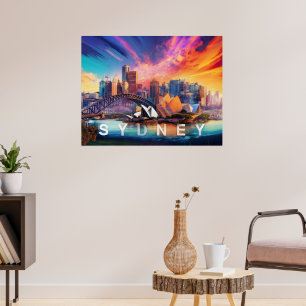 Colourful Abstract Sydney Australia Skyline Poster
