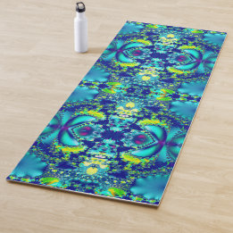 Colourful Abstract Symmetrical Fractal Pattern Yoga Mat