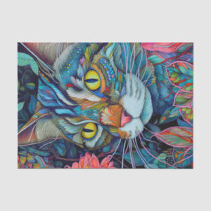Colourful Abstract Tabby Cat Tissue Paper
