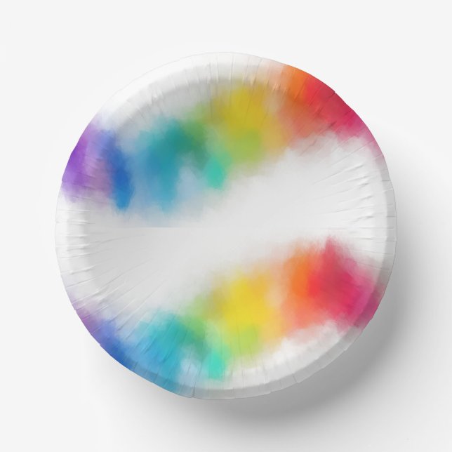 Colourful Abstract Template Modern Rainbow Colours Paper Plate (Front)