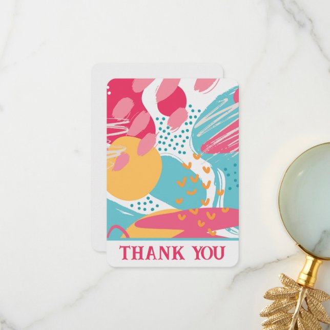Colourful Abstract Thank You Card (Front/Back In Situ)