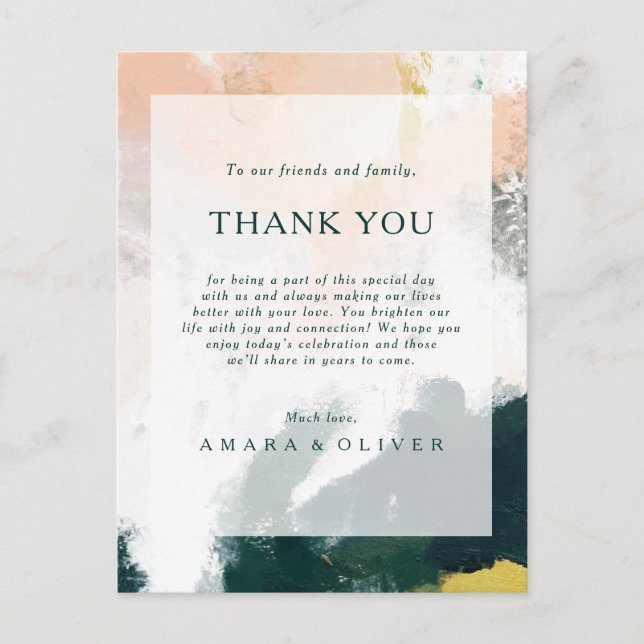 Colourful Abstract Thank You Reception Card (Front)
