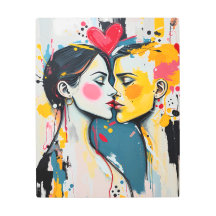 Colourful Abstract "The Lovers" Kiss Metal Art