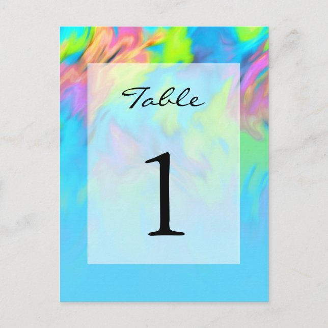 Colourful Abstract Tie Dye Pattern Table Number Postcard (Front)