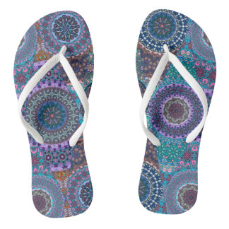 Colourful abstract tile pattern design flip flops