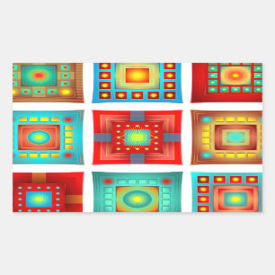 Colourful Abstract Tile Pattern Rectangular Sticker