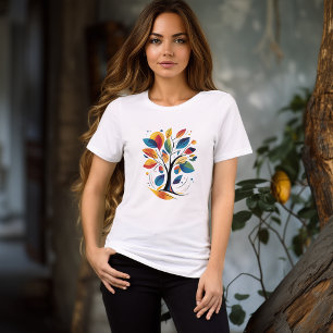 Colourful Abstract Tree T-Shirt Artistic Nature Tri-Blend Shirt