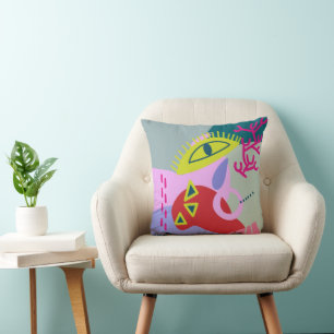 Colourful abstract trendy modern cute Throw Pillow