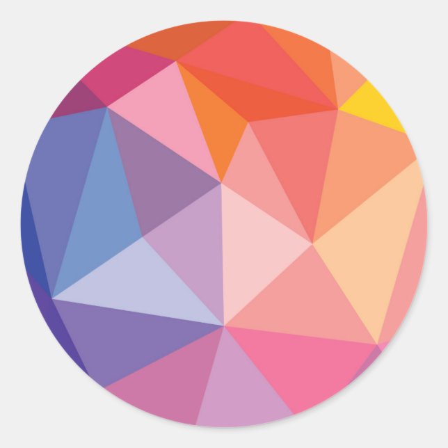 Colourful Abstract Triangle Pattern Classic Round Sticker (Front)