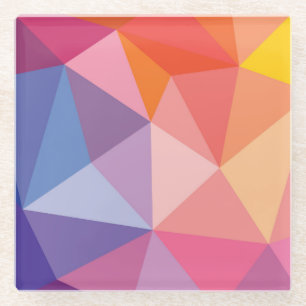 Colourful Abstract Triangle Pattern Glass Coaster