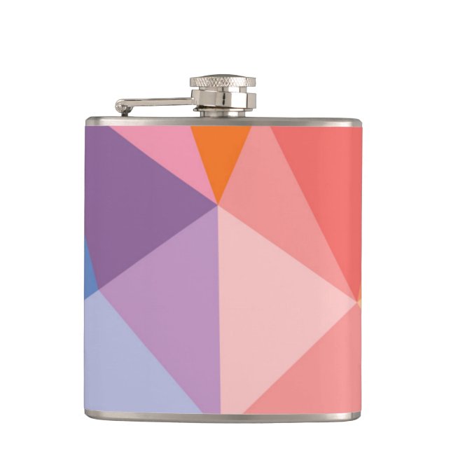 Colourful Abstract Triangle Pattern Hip Flask (Front)