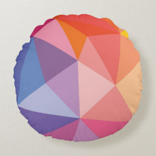 Colourful Abstract Triangle Pattern Round Cushion