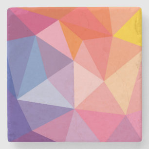 Colourful Abstract Triangle Pattern Stone Coaster