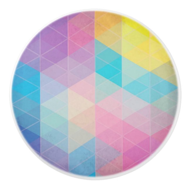 Colourful abstract triangles background ceramic knob (Front)
