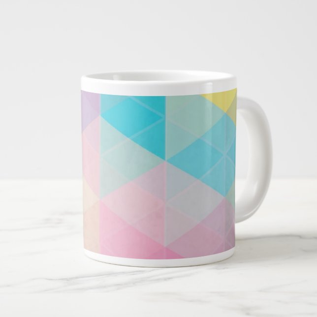 Colourful abstract triangles background large coffee mug (Front Right)