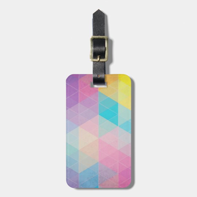 Colourful abstract triangles background luggage tag (Front Vertical)