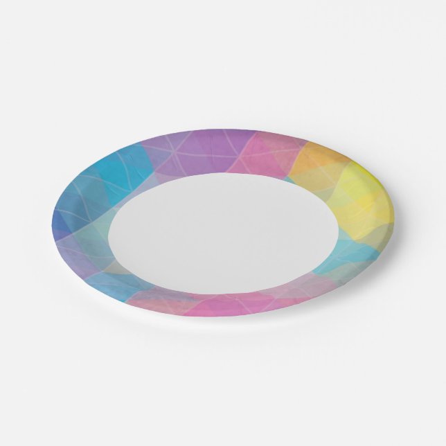 Colourful abstract triangles background paper plate (Angled)