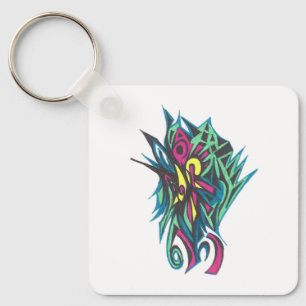 Colourful Abstract Tribal Tattoo Art Key Ring