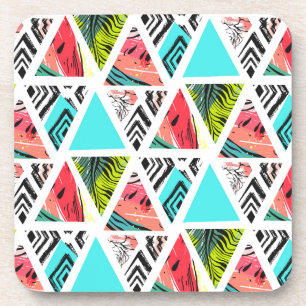 Colourful Abstract Tropical Pattern Coaster