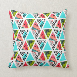 Colourful Abstract Tropical Pattern Cushion