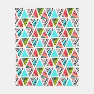 Colourful Abstract Tropical Pattern Fleece Blanket