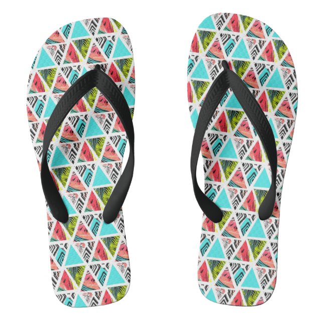 Colourful Abstract Tropical Pattern Flip Flops (Footbed)
