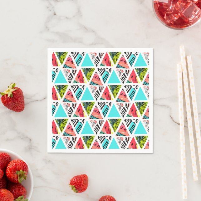 Colourful Abstract Tropical Pattern Napkin (Insitu)