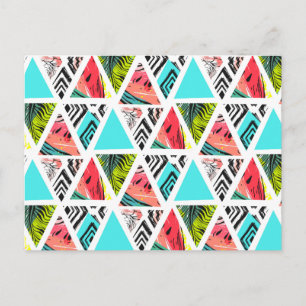 Colourful Abstract Tropical Pattern Postcard