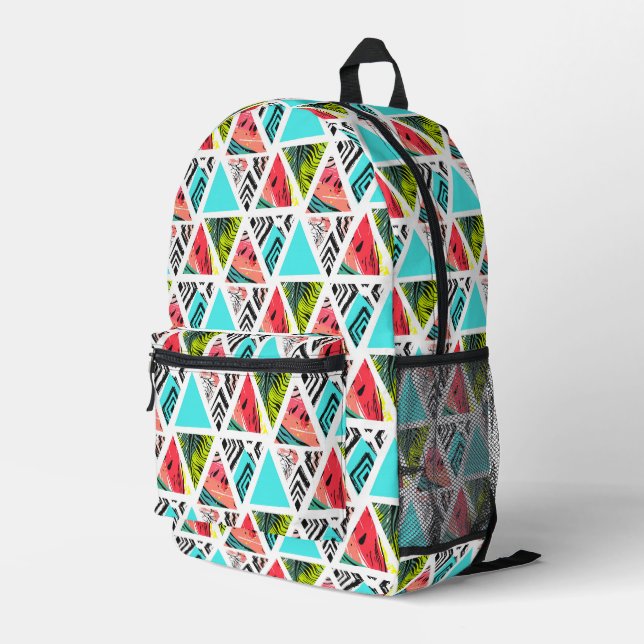 Colourful Abstract Tropical Pattern Printed Backpack (Back Corner Right)