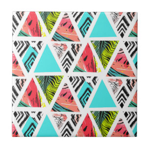 Colourful Abstract Tropical Pattern Tile