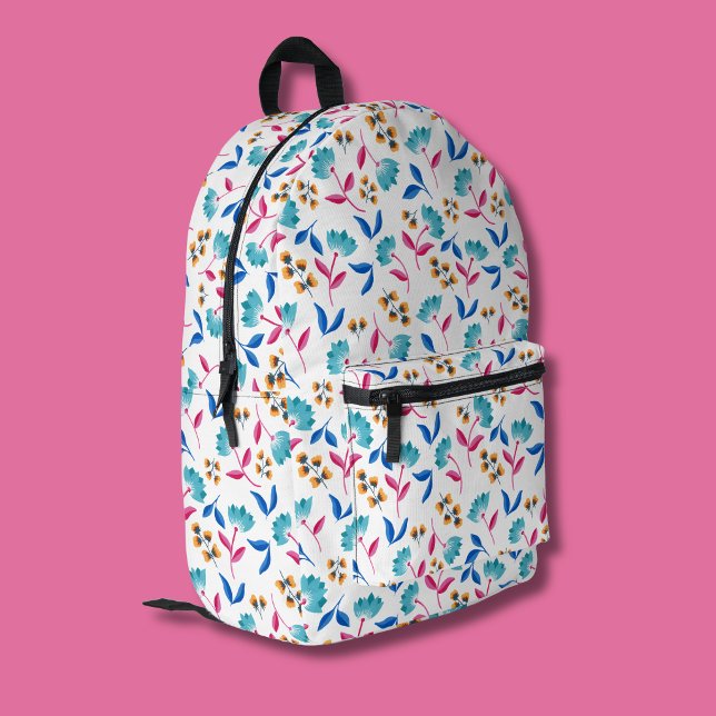 Colourful abstract tulip floral printed backpack (Colourful abstract tulip floral backpack)