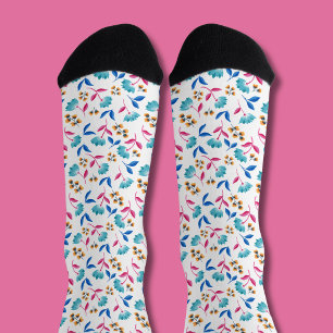 Colourful abstract tulip floral socks