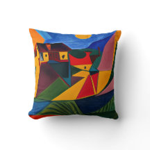 Colourful abstract village art