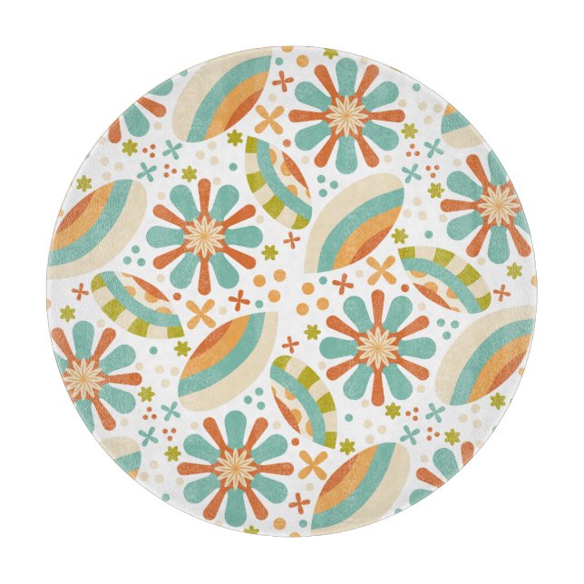 Colourful abstract vintage design with flowers cutting board (Front)