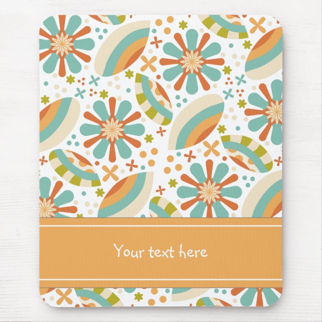 Colourful abstract vintage design with flowers mouse mat (Front)