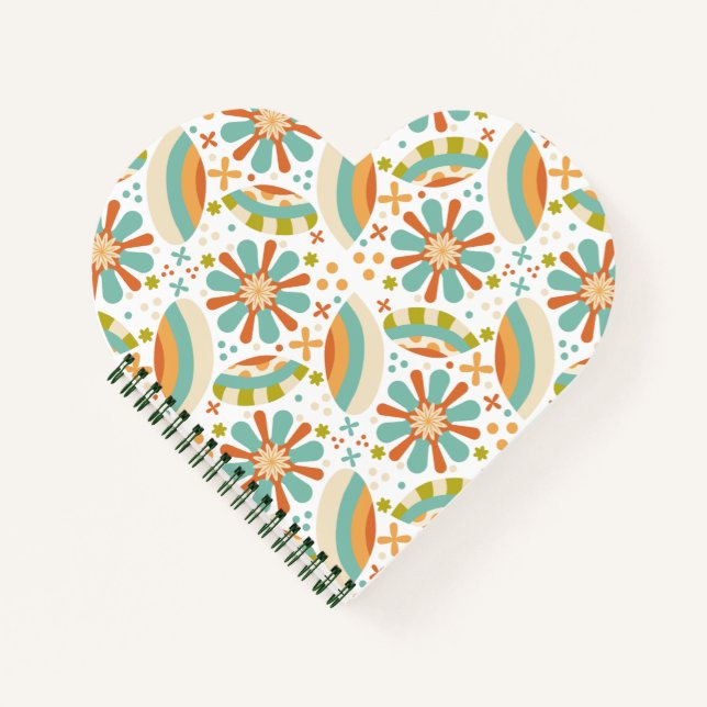 Colourful abstract vintage design with flowers notebook (Front)