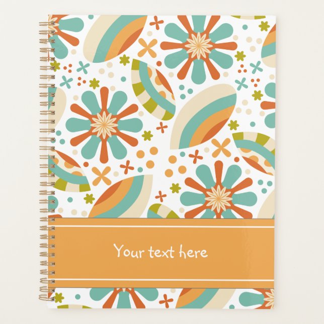 Colourful abstract vintage design with flowers planner (Front)
