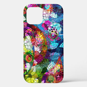 Colourful Abstract Vintage Flowers Collage iPhone 12 Case